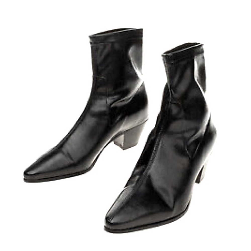 Brand New Maje black patent heeled boots Sz 37
